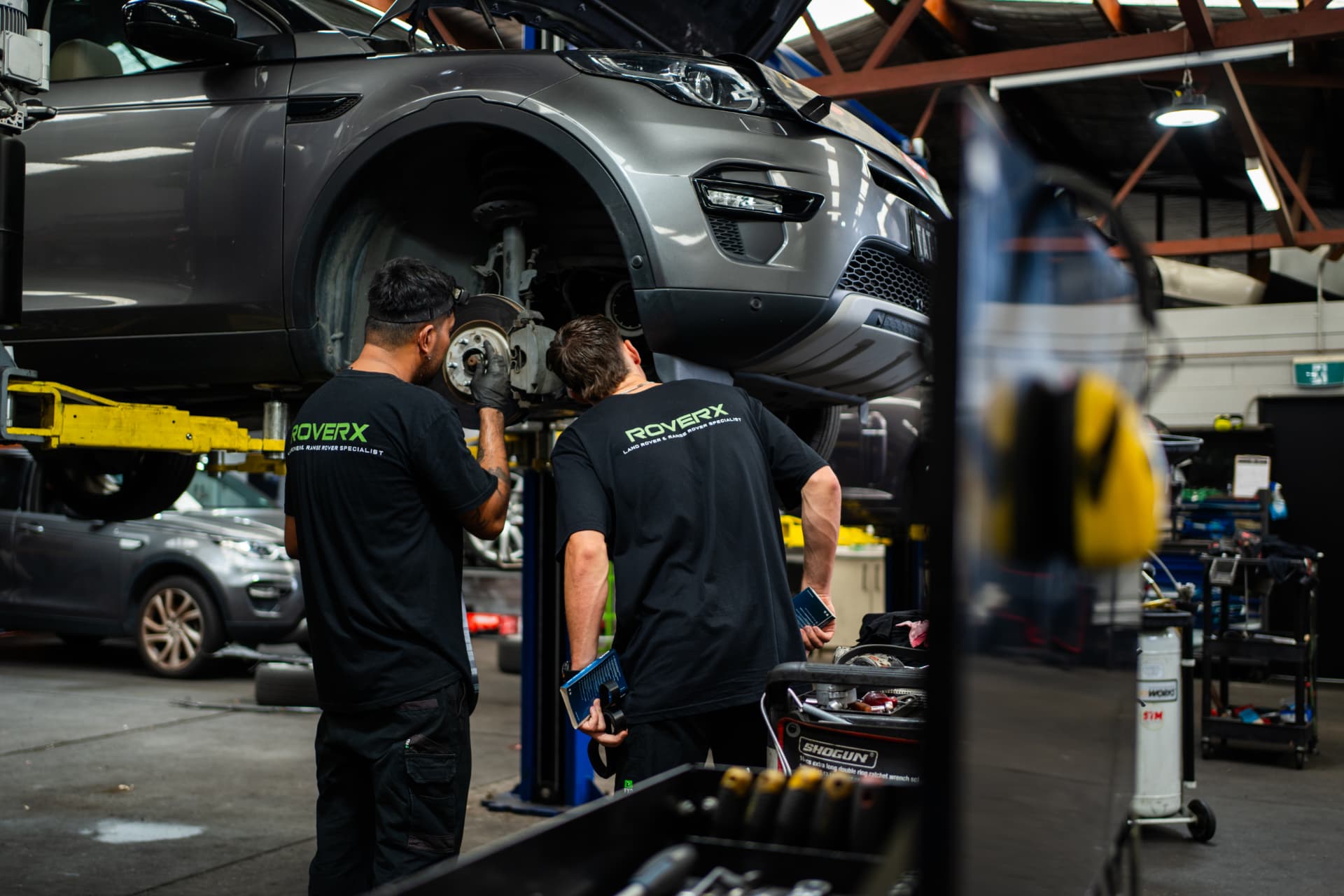 Range Rover inside the RoverX specialist workshop in Kirrawee